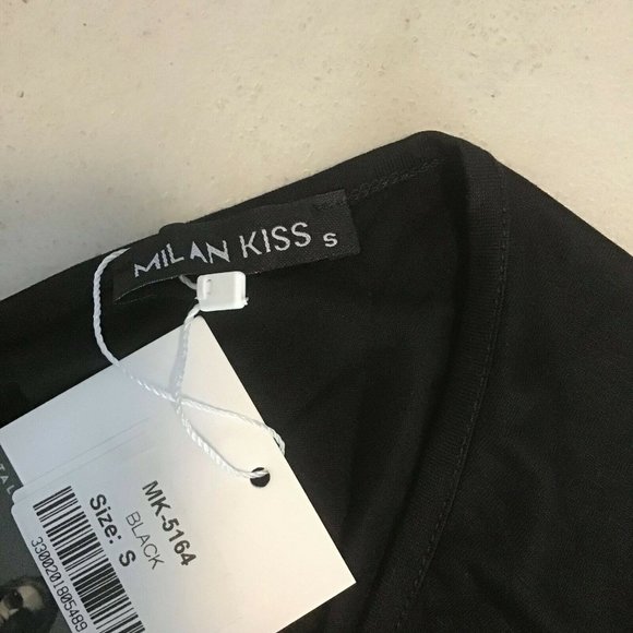 Milan Kiss Women's Black Short Sleeve Transparent Back Mini Dress Size S - Picture 9 of 10